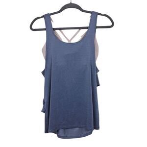 Lululemon Athletica Tank Top Built In Bra Women Size 6 Gray Beige Wrap Back